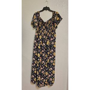 NEW Nevena Rae Midnight Blue Floral Dress Juniors Size 2X Plus Size Smocked
